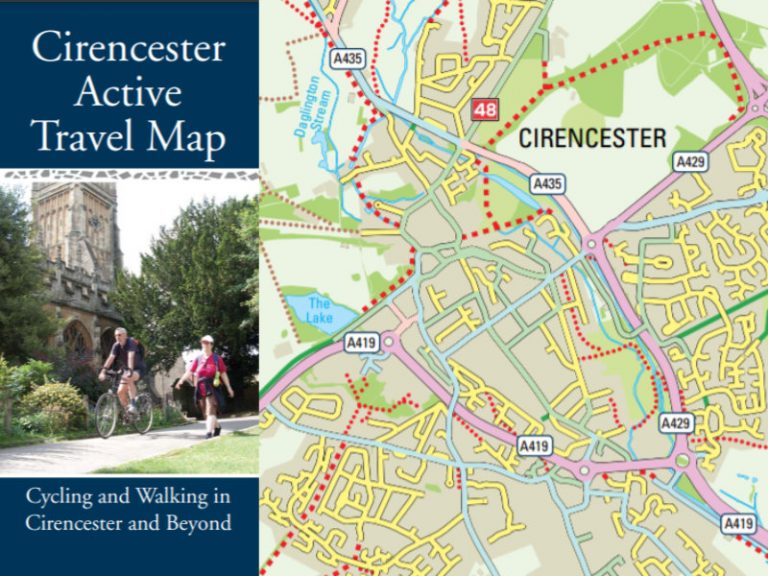 A map of cycle routes in and around Cirencester