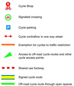 Our generic key that shows how different additional elements create a truely comprehensive cycle map