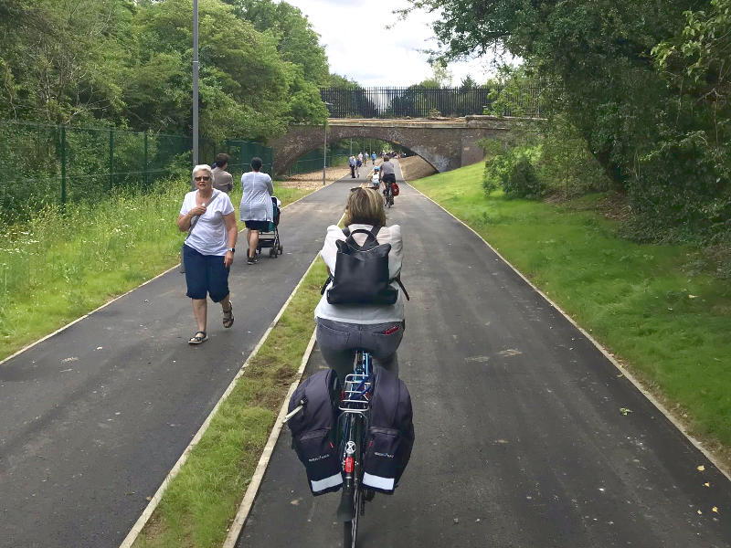 Similar to the Honeybourne Line, a railway corridor has been upgraded with parallel cycle and walking tracks