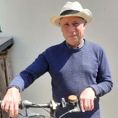 A photo of Andre, chair of the cycling campaign, in the sunshine