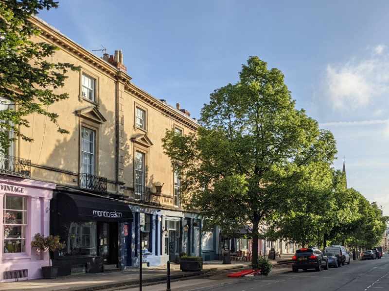 Montpellier street in the early morning sunshine