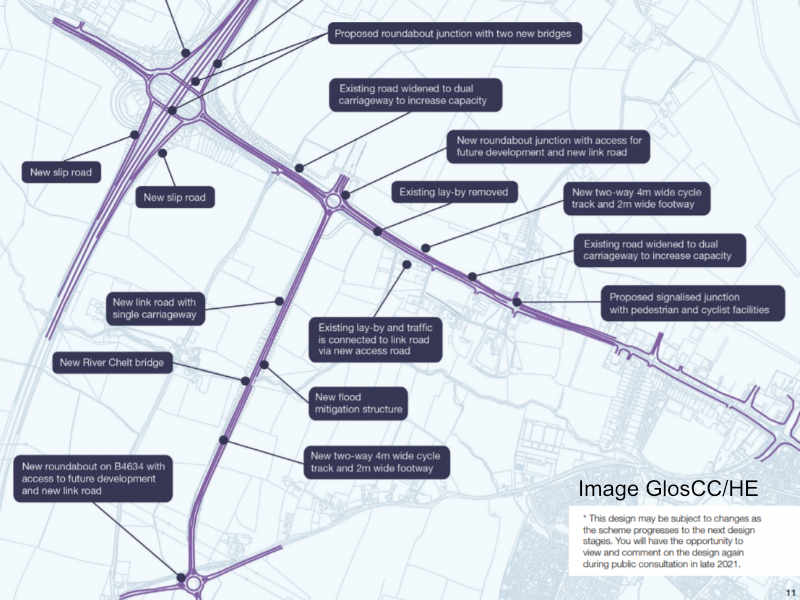 A summary of the M5 Junction 10 announcement layout from the Gloucestershire County Council announcement