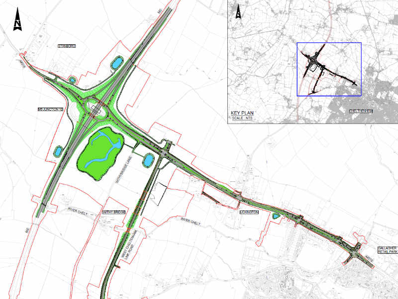 A screenshot of the proposed junction 10 M5 arrangement
