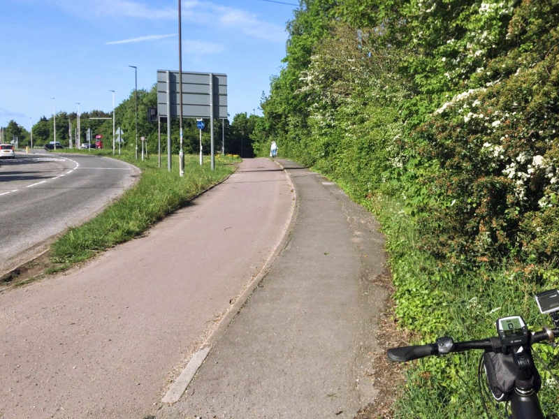 B4063 Gloucester to Cheltenham route as it passes the fire station at Elmcourt Roundabout