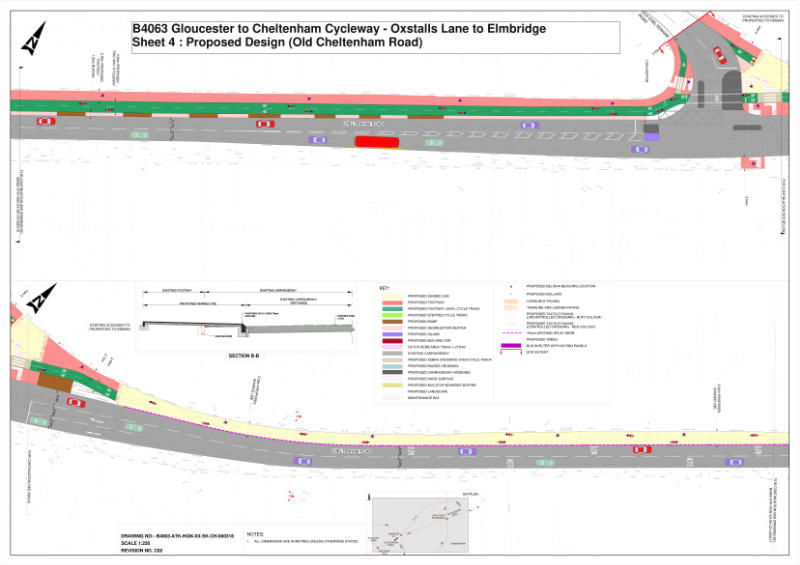 Sheet 4 of the Gloucestershire Cycle spine showing a two way cycle path