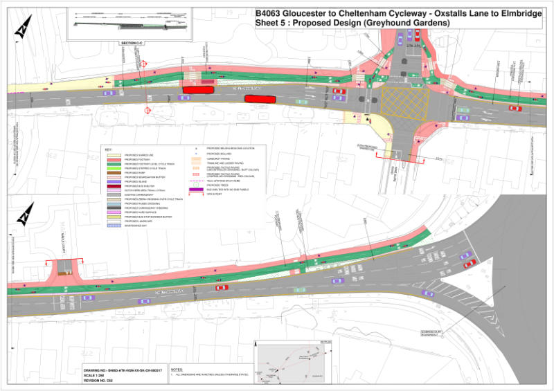 Sheet 5 showing the elmbridge court roundabout on the Gloucestershire Cycle Spine