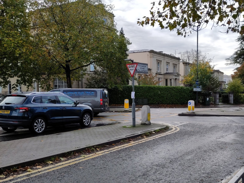 A view towards Lansdown Road from Parabola road where an ANPR Cheltenham is proposed.